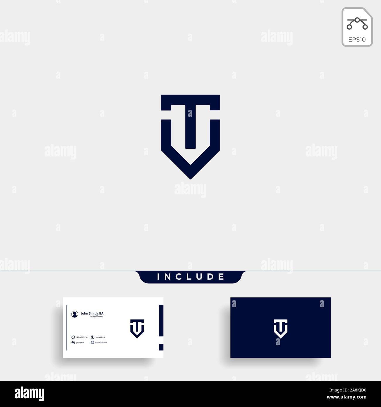 Initial T Shield Logo Template Vector Design Stock Vector