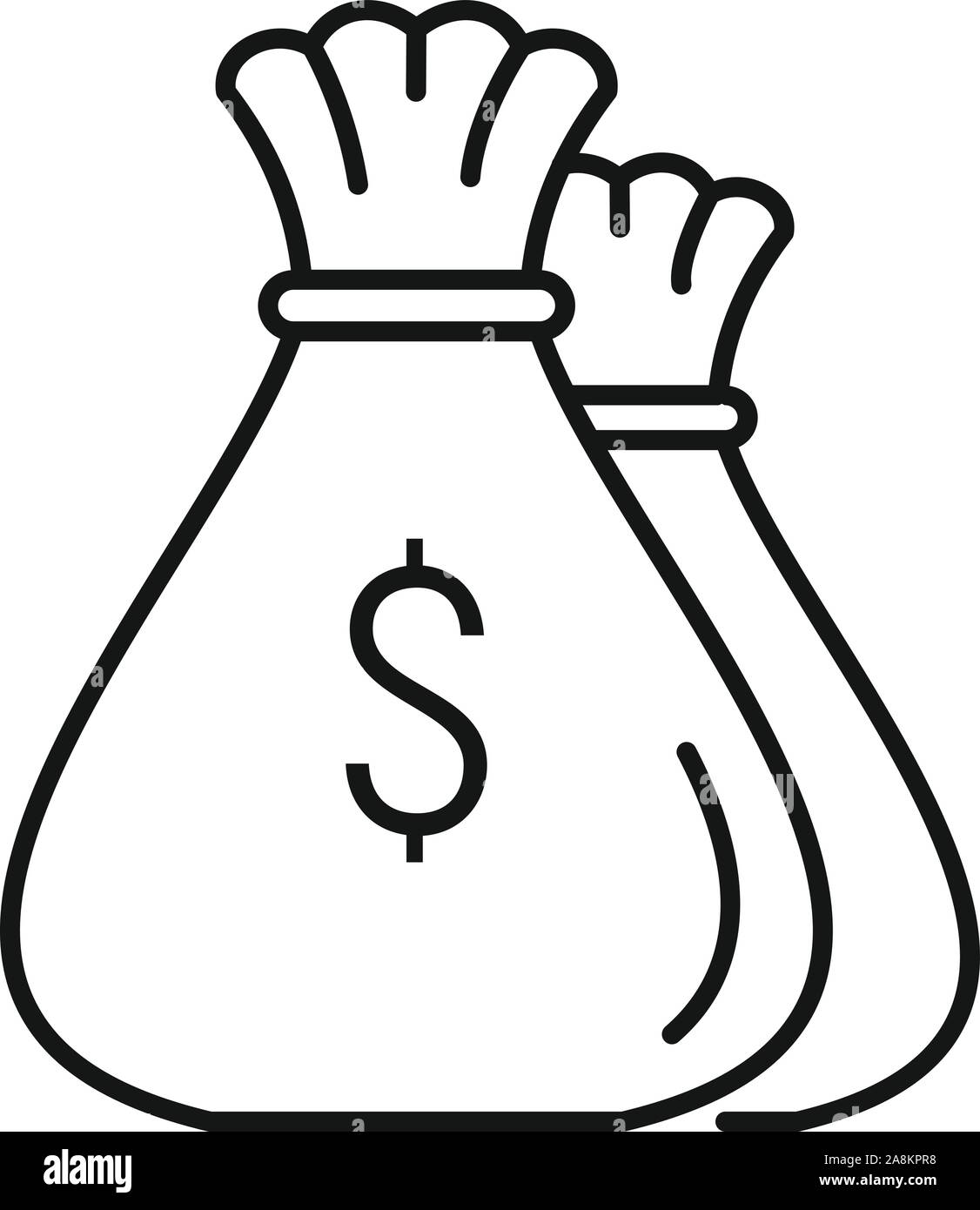 Money bag icon. Outline money bag vector icon for web design isolated ...