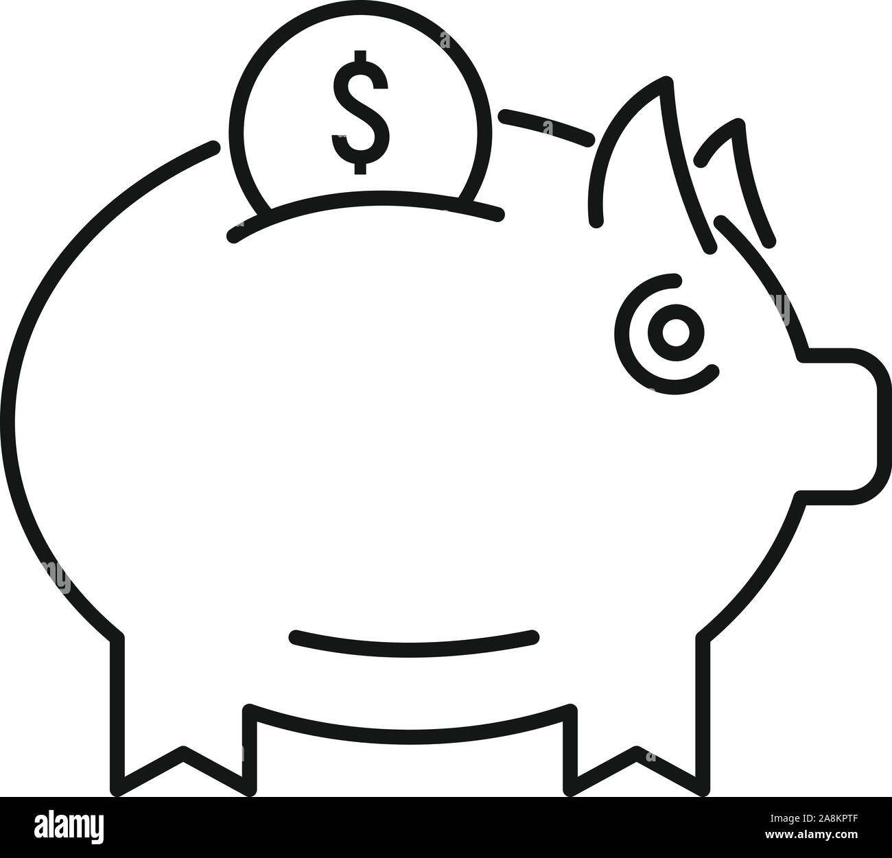 Money piggy bank icon. Outline money piggy bank vector icon for web ...