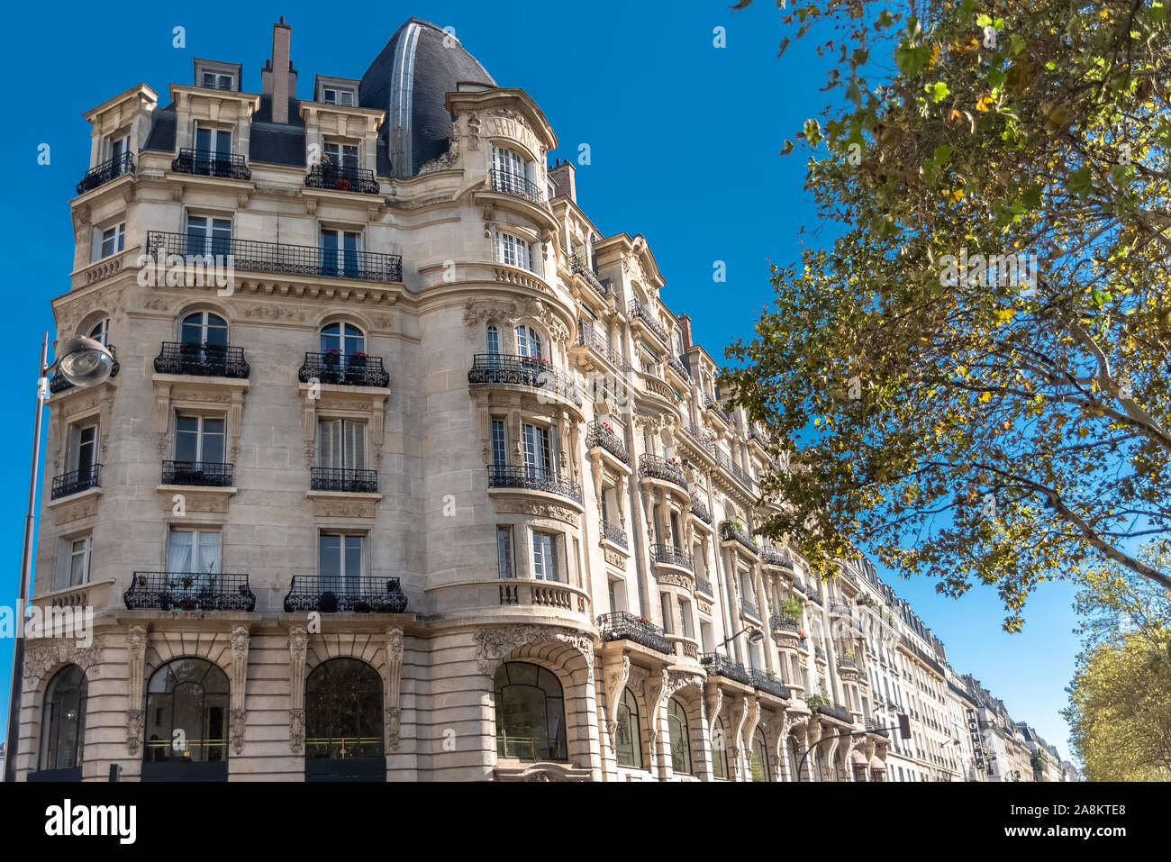 Paris, beautiful houses in Montmartre, typical parisian facades Stock
