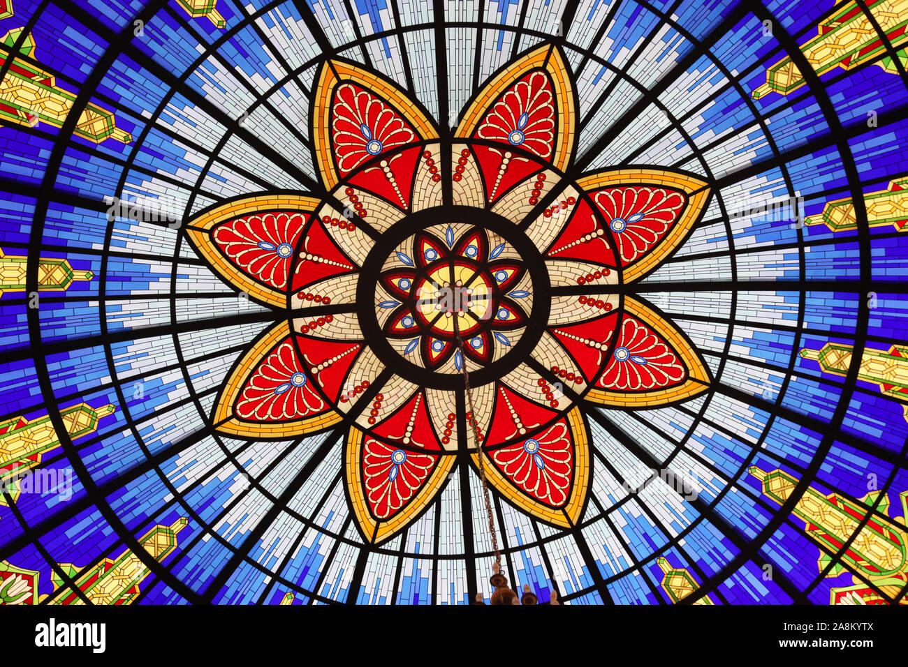 Stained glass window in the Museum of the Macedonian Struggle for sovereignty and independence in Skopje, Macedonia Stock Photo