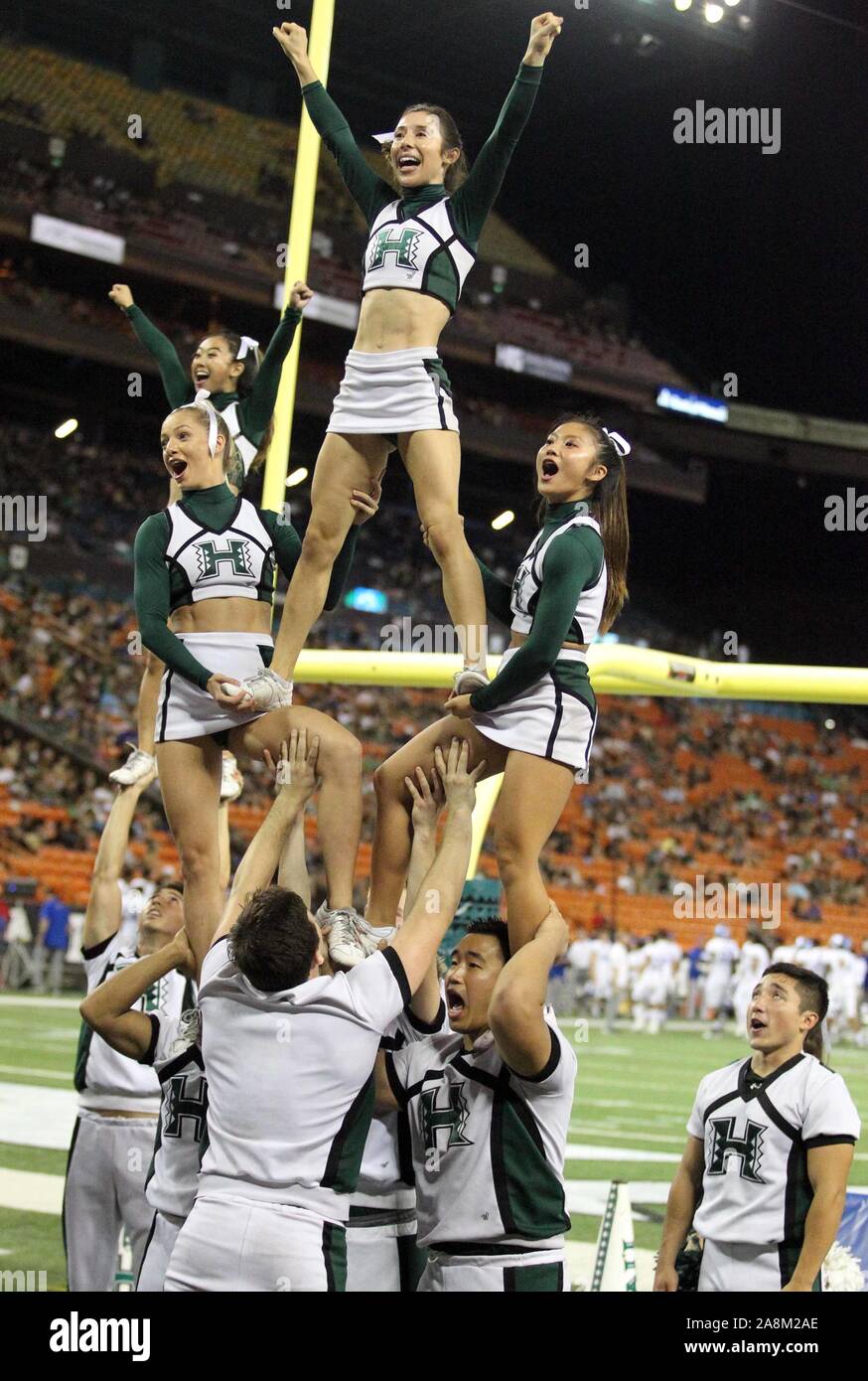 November 9, 2019 Hawaii cheerleaders during a game between the San