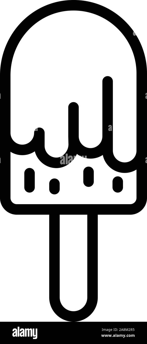 Glazed ice cream on a stick icon, outline style Stock Vector