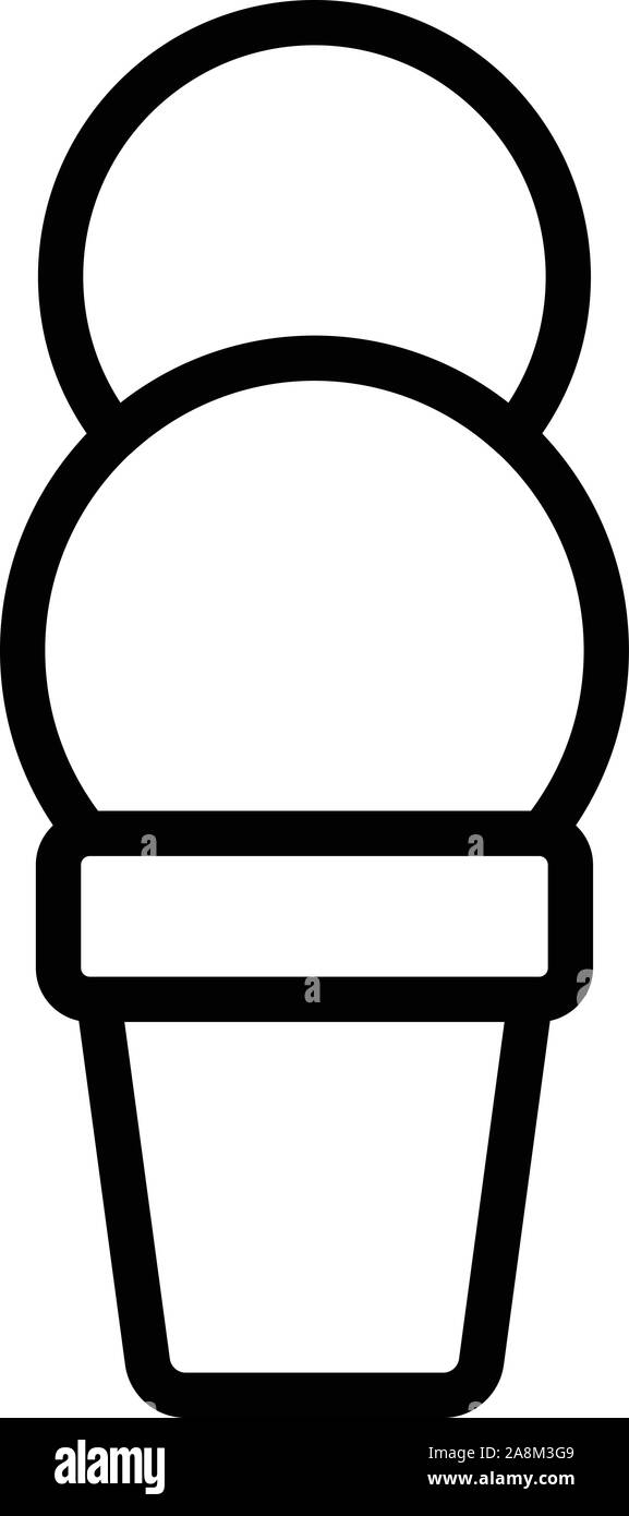 Two scoops of ice cream cup icon, outline style Stock Vector