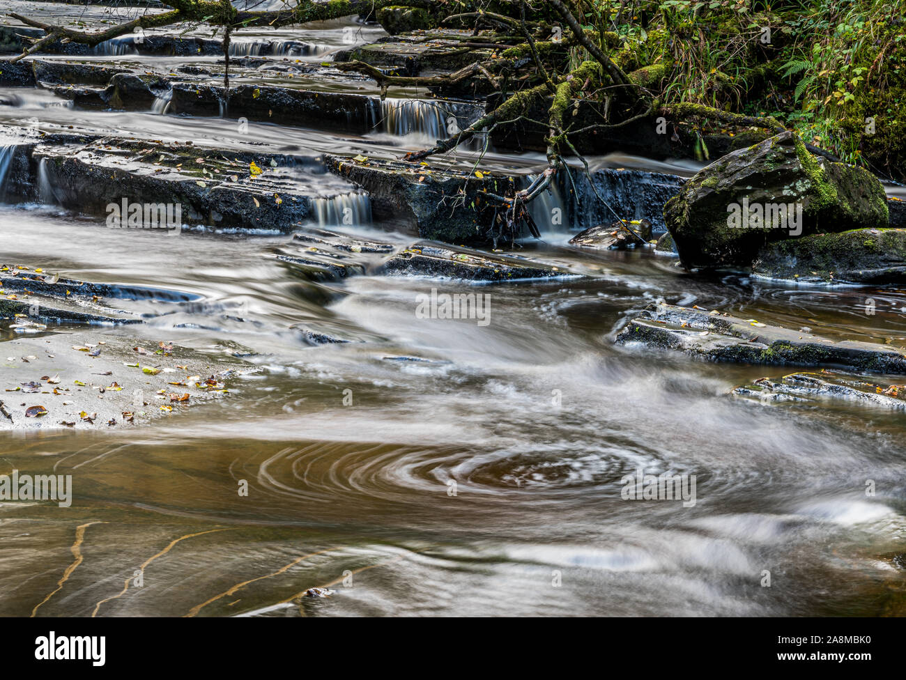 The river and waterfalls at  Glenbarrow in Slieve Bloom mountains Co. Laiose, Ireland Stock Photo