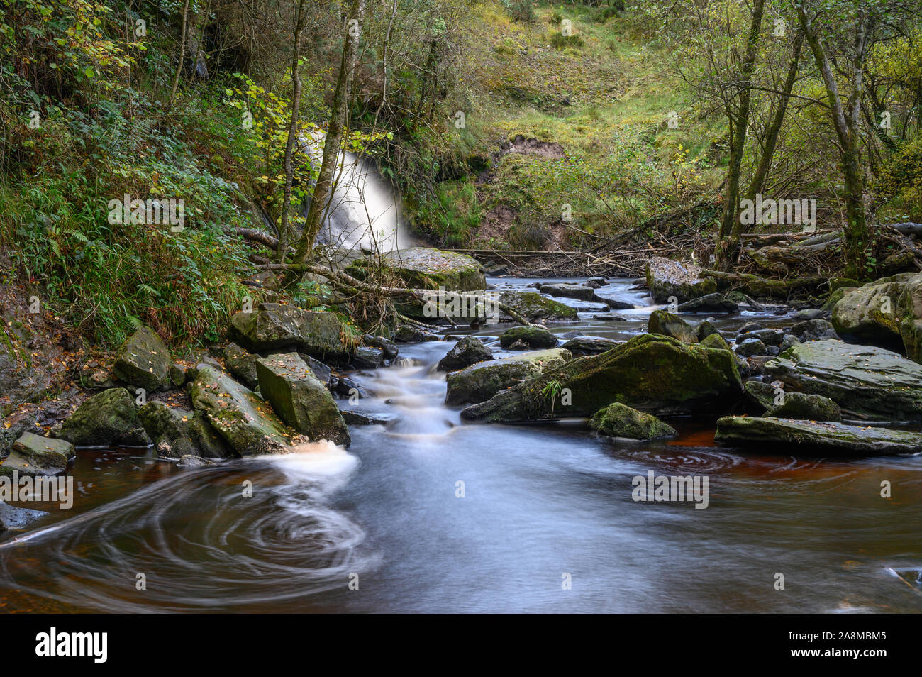 The river and waterfalls at  Glenbarrow in Slieve Bloom mountains Co. Laiose, Ireland Stock Photo