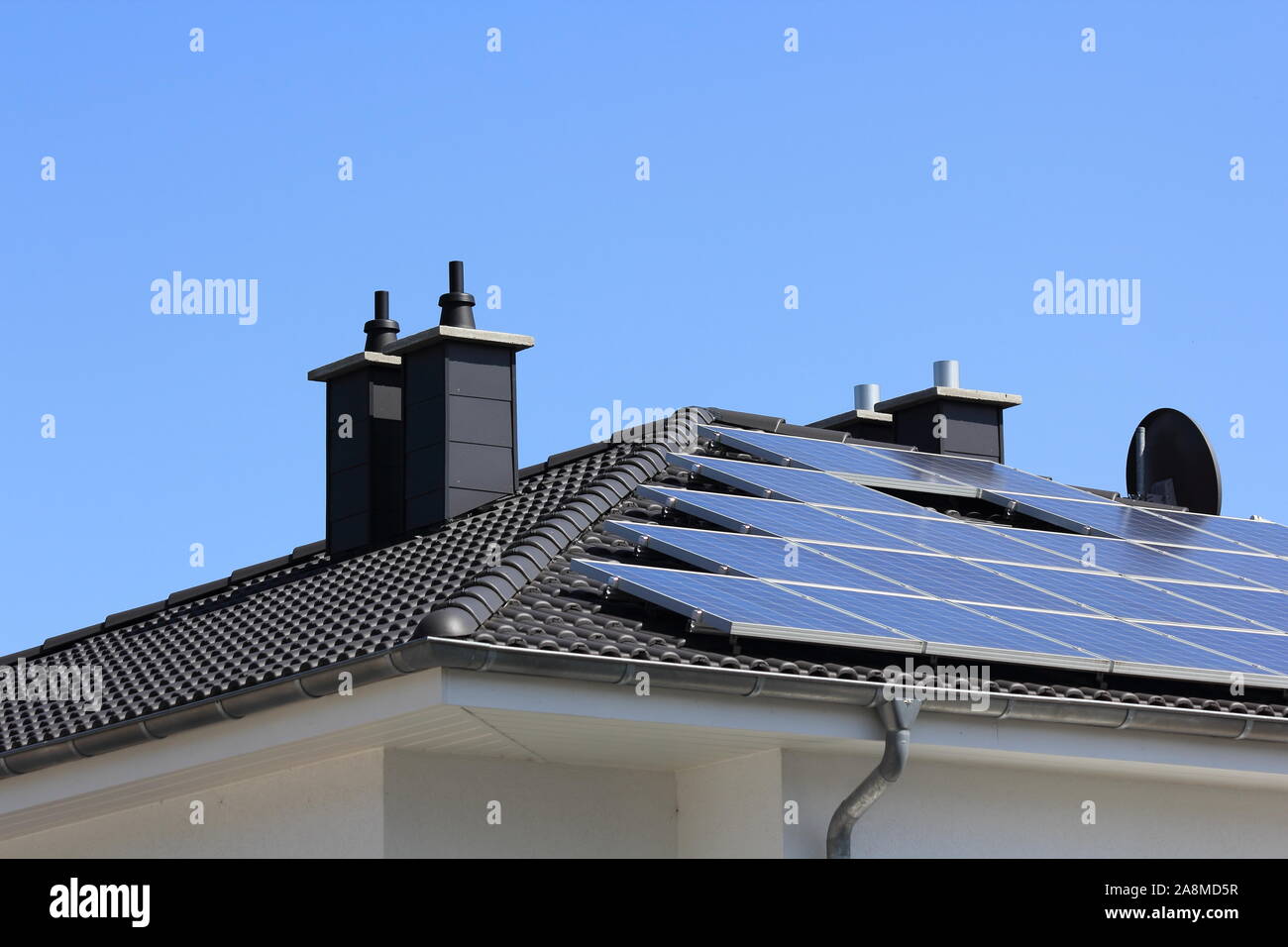 A House Roof With A New Solar System Stock Photo 332363635