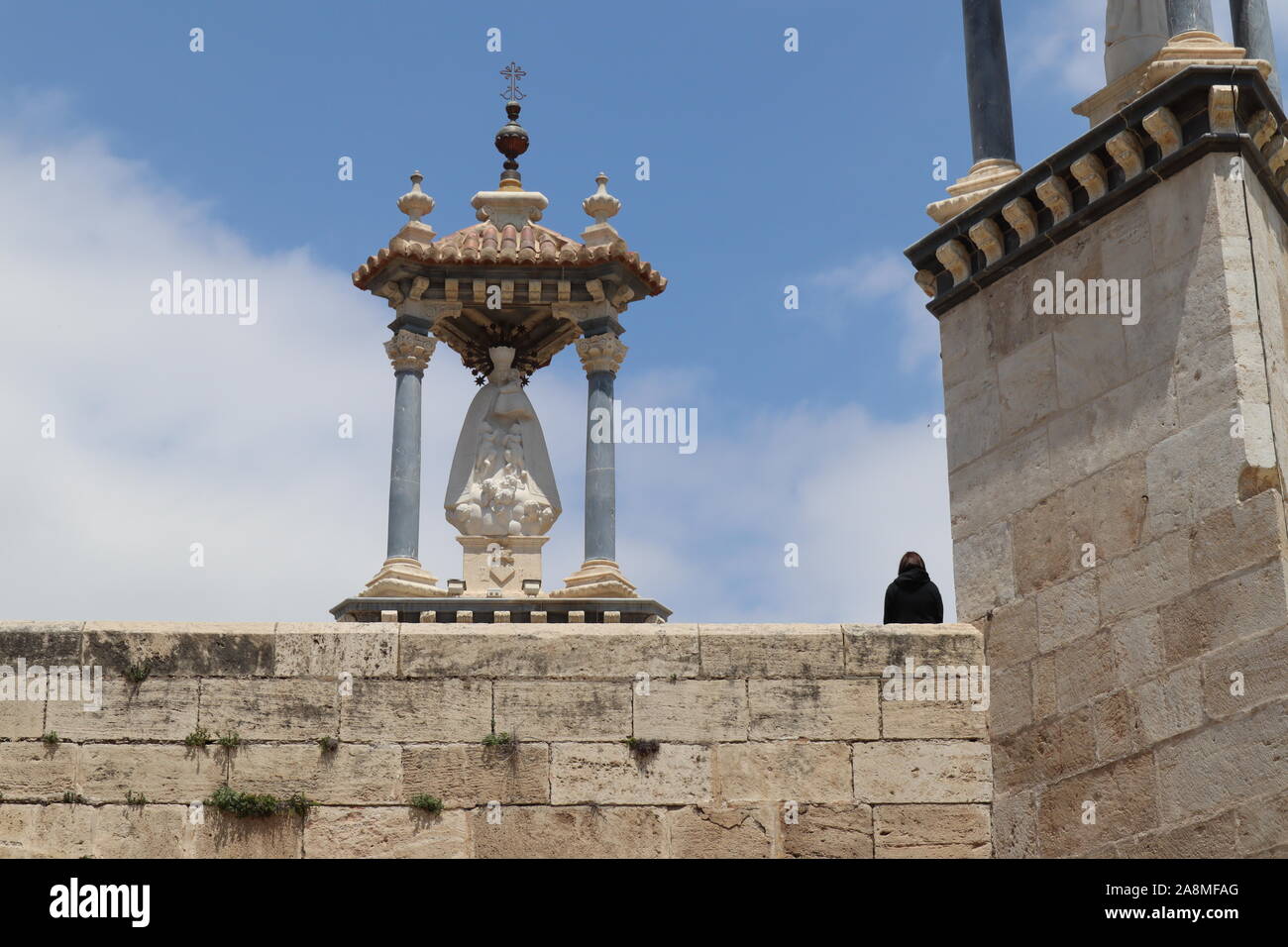 Bridge over Turia river bed gardens Valencia Stock Photo