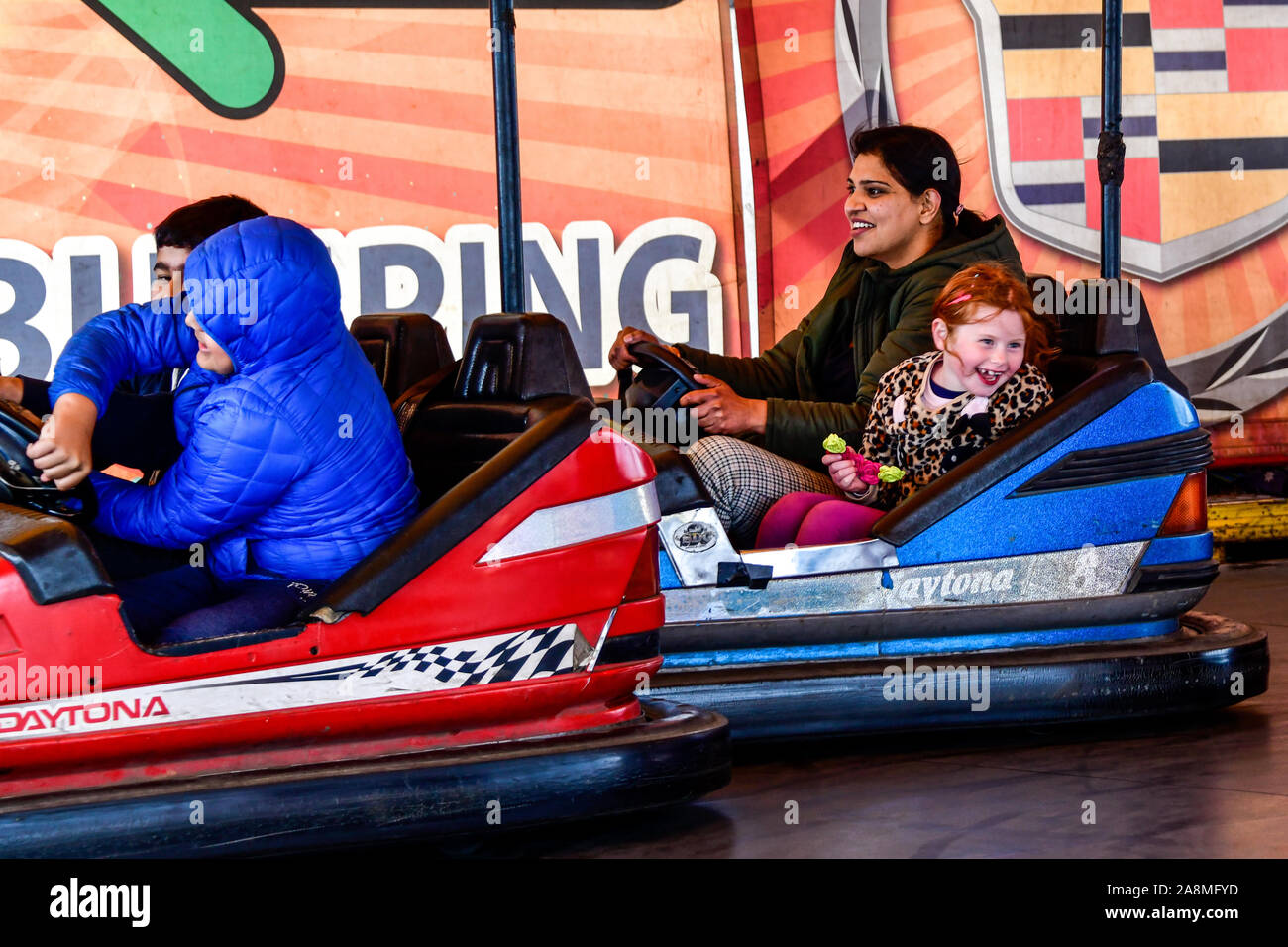 Children having fun in Dodgem Cars at Wyndham Indian Diwali Festival