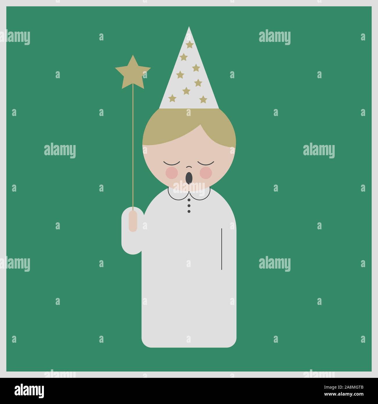 Boy with star at Saint Lucy at Christmas, vector Stock Vector