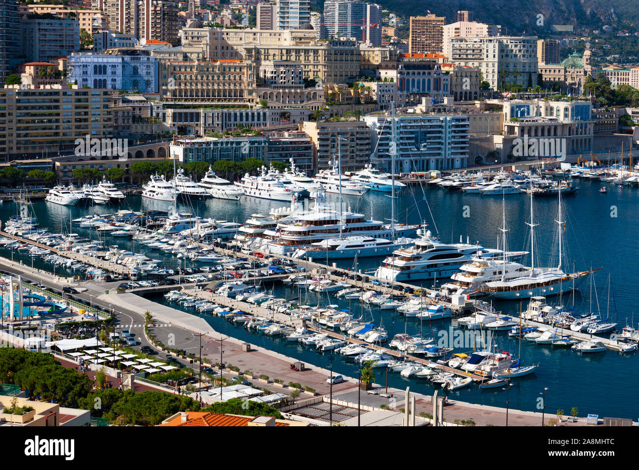 Port Hercule boat harbour, Monte Carlo, Monaco, France Stock Photo