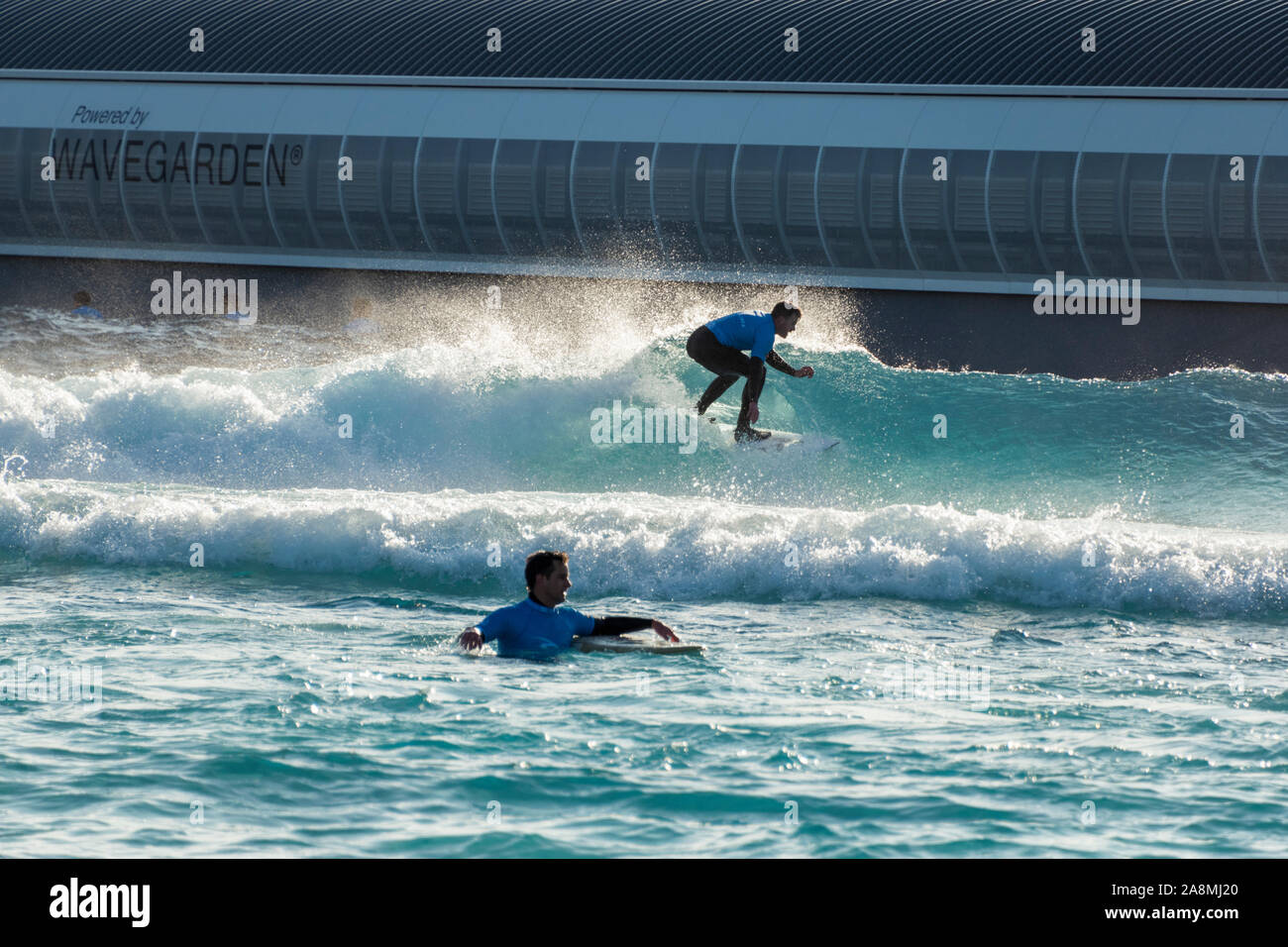 Advanced surfing session at The Wave, Bristol, a man made inland ...