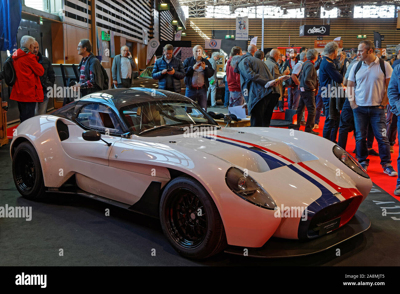 LYON, FRANCE, November 8, 2019 : Crowd at the motorshow. The Salon Epoq Auto stands in Lyon since 1979 with more than 67,000 visitors each year. Stock Photo