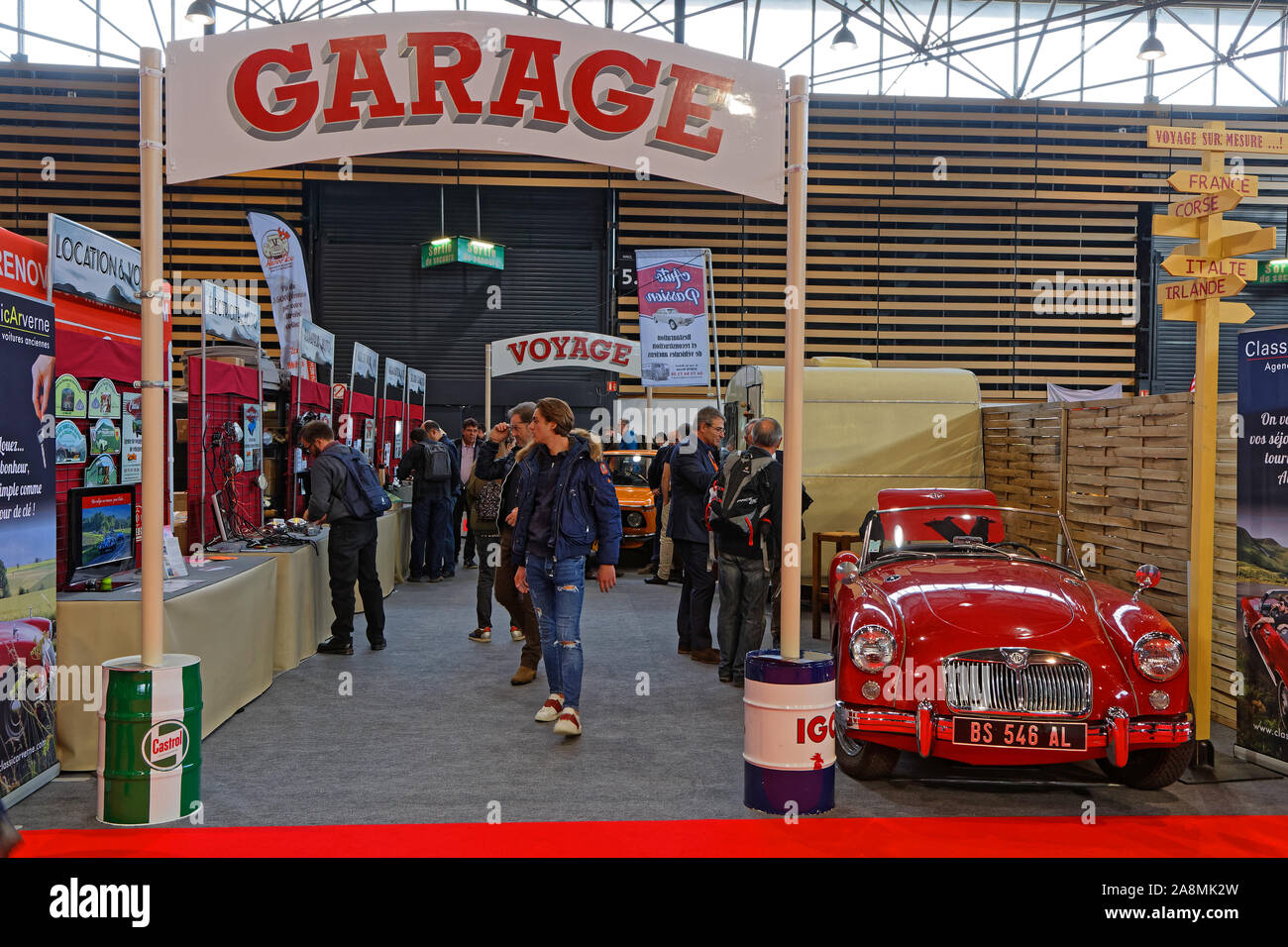 LYON, FRANCE, November 8, 2019 : Crowd at the motorshow. The Salon Epoq Auto stands in Lyon since 1979 with more than 67,000 visitors each year. Stock Photo