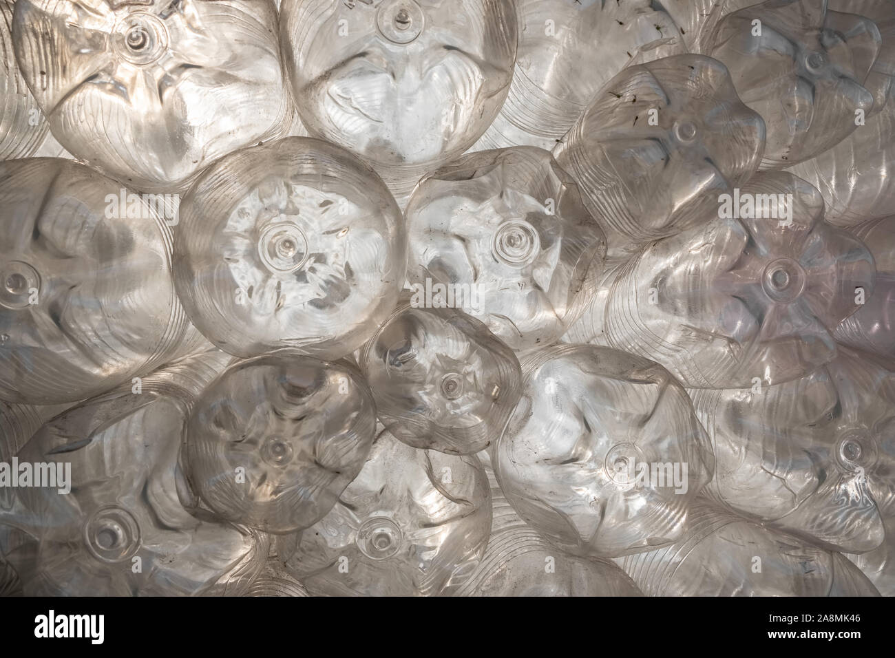 Empty plastic bottles recycle background  Stock Photo
