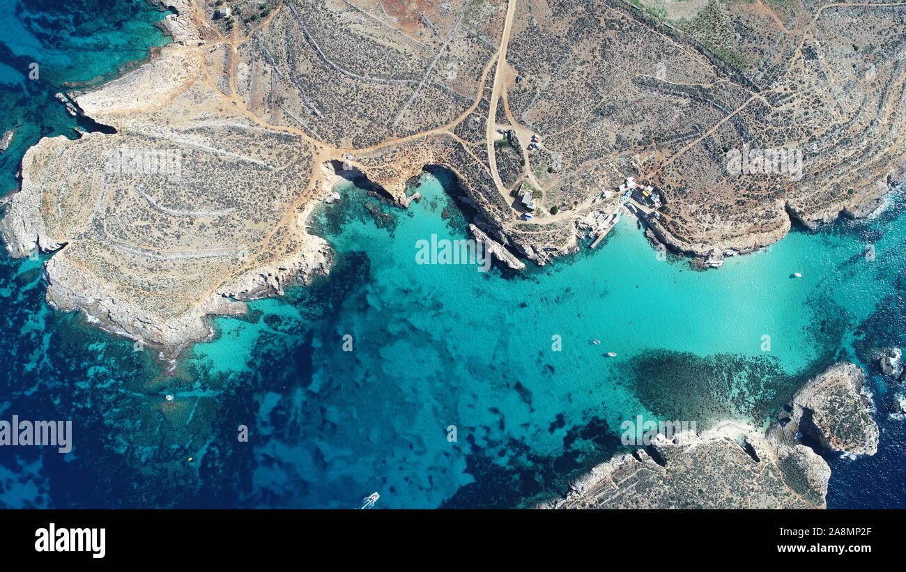 Blue Lagoon Malta Map Aerial View On Blue Lagoon In Malta Stock Photo - Alamy