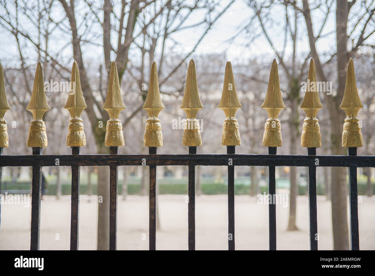 Wrought iron railing in Palais-Royal garden, Paris Stock Photo - Alamy