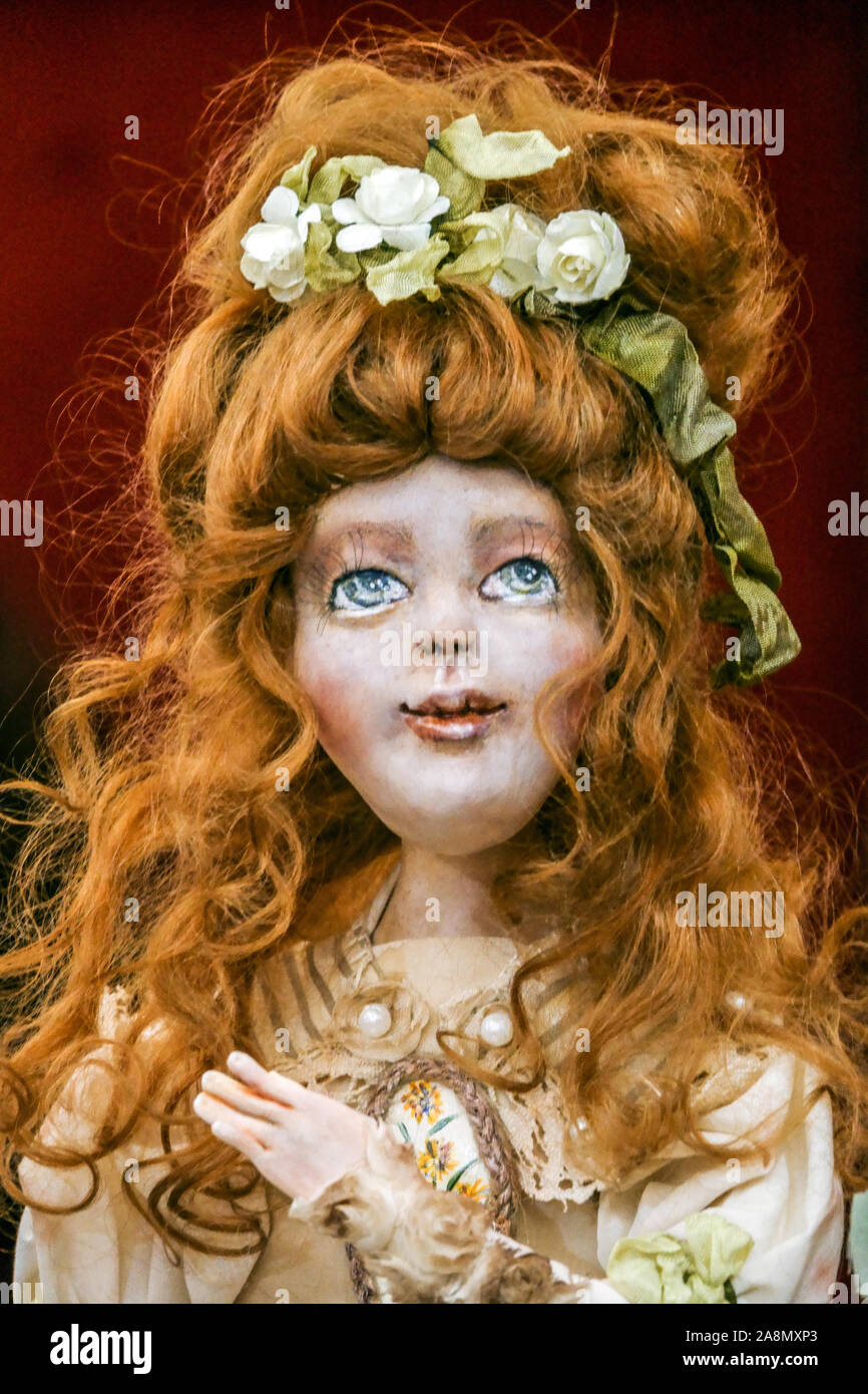 Art doll hair with flowers portrait Stock Photo Alamy