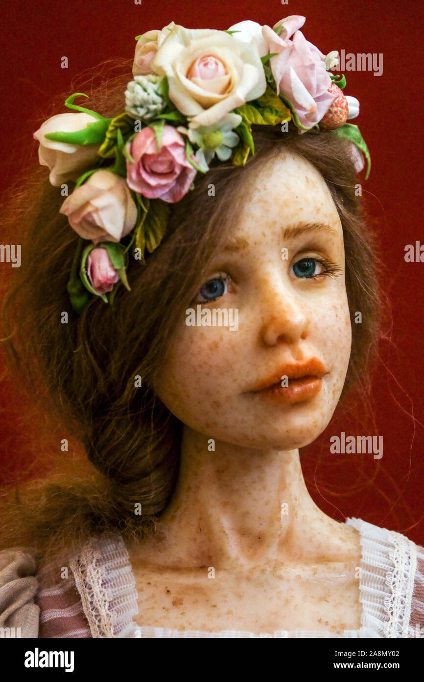 Art doll wreath flowers Stock Photo Alamy