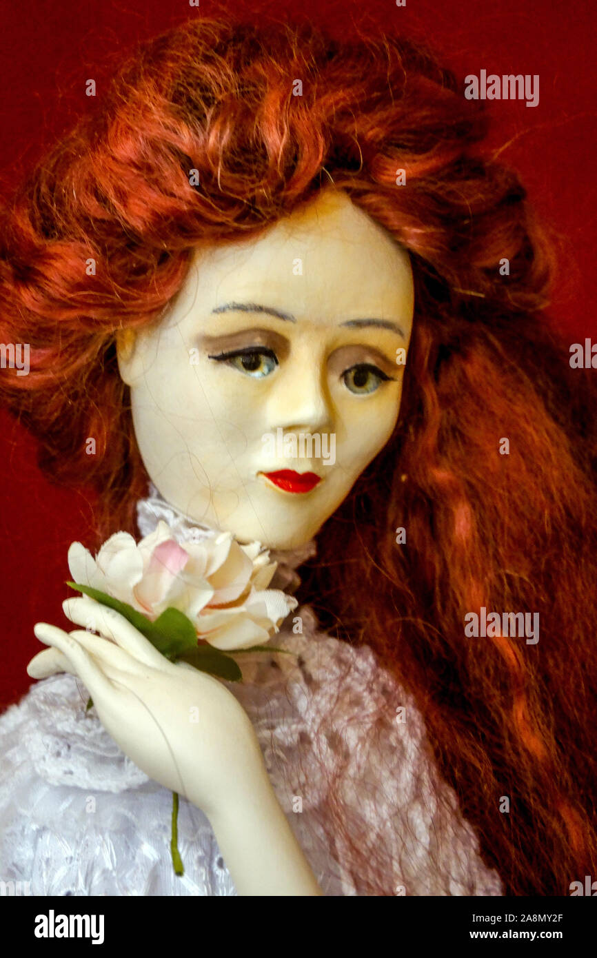 Art doll red hair portrait Stock Photo