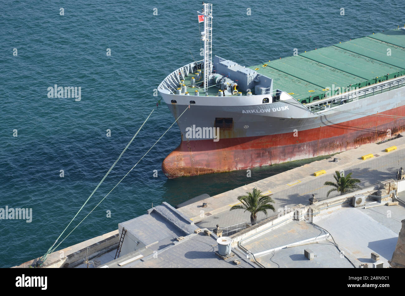 Container Ship in Valletta Harbour, Malta Stock Photo