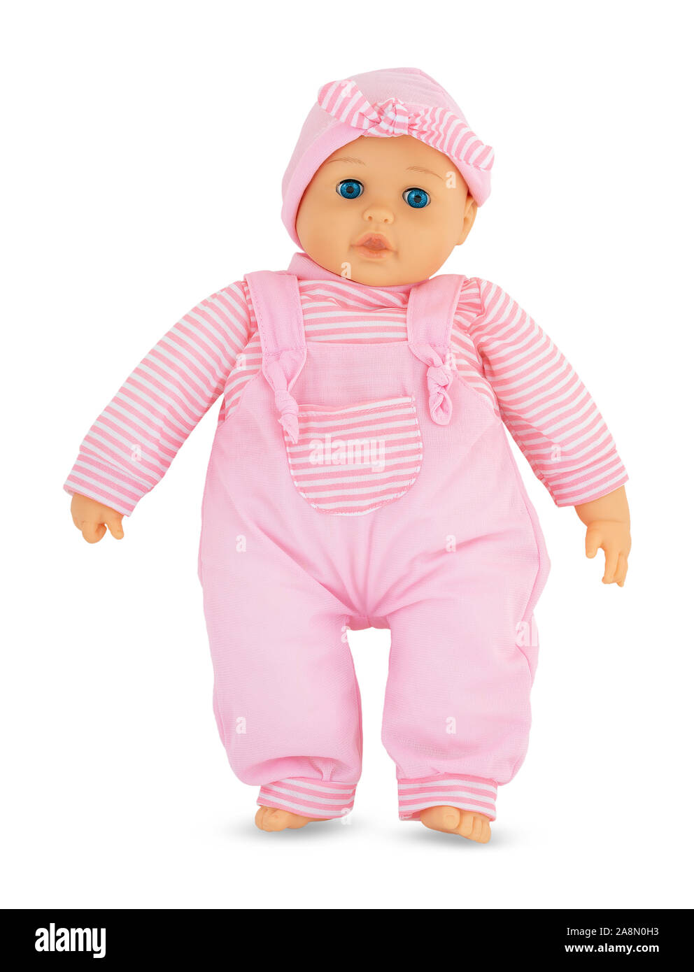 Plushie Doll With Blue Shiny Eyes Isolated On White Background With Shadow Cute Pink Rag Baby Doll On White Backdrop Doll With Pinky Cap Stock Photo Alamy