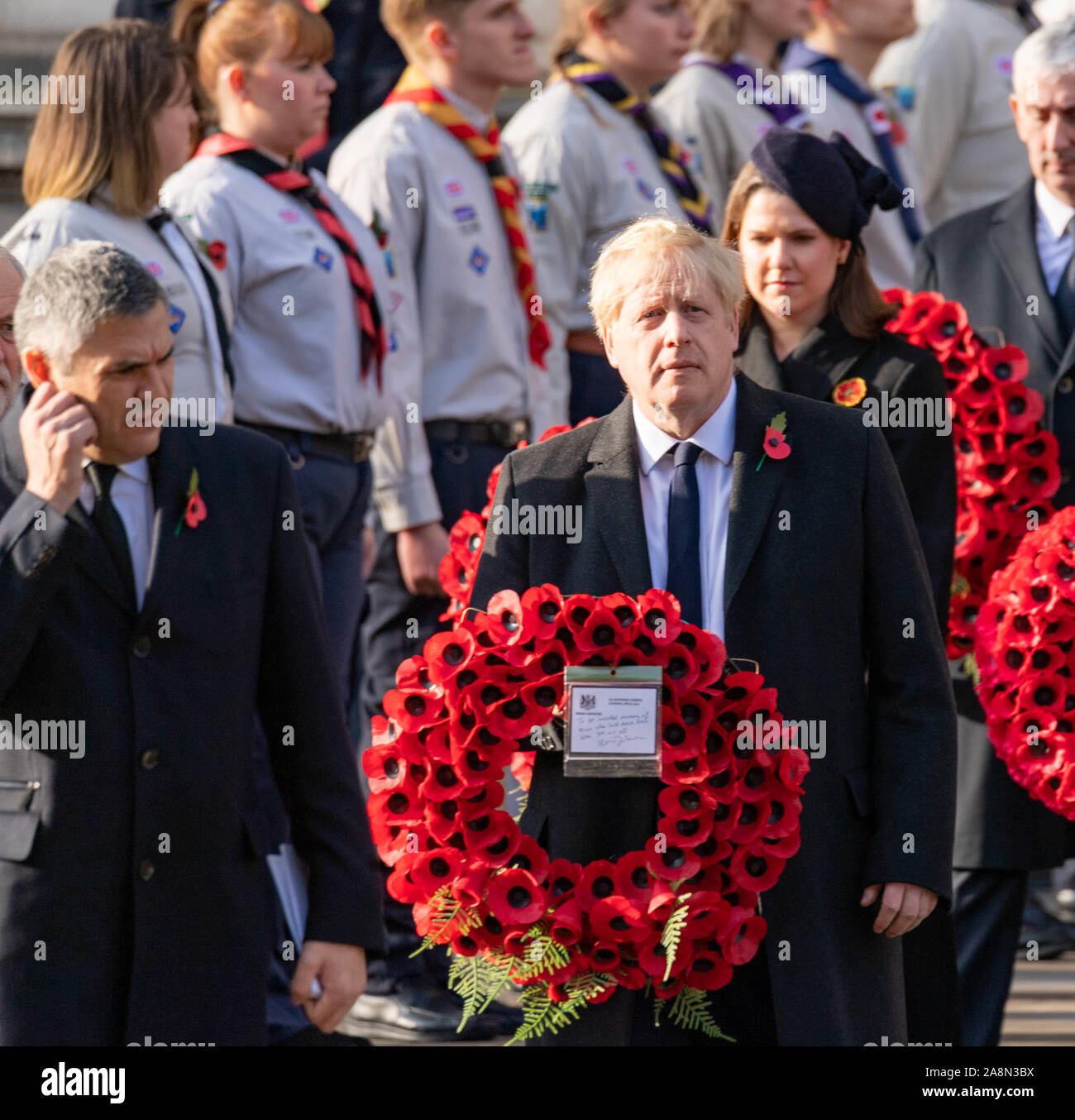 London, UK 10th November 2019.  Remembrance Sunday at The Cenotaph, Whitehall, London  Boris Johnson MP PC Prime Minister (centre) Credit Ian DavidsonAlamy Live News Stock Photo
