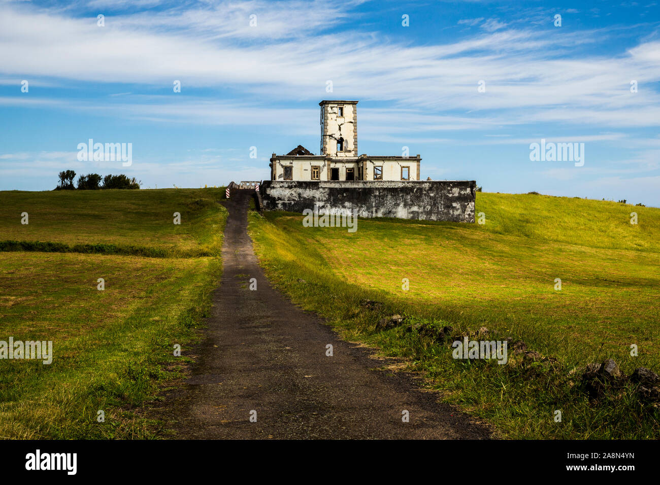 Ribeirinha lightouse ruins. Faial, Azores, Portugal Stock Photo