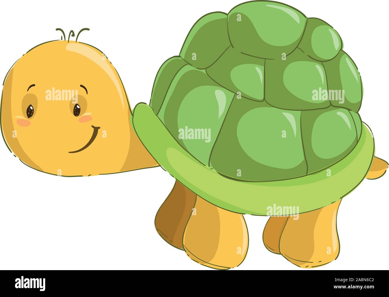 Baby turtle isolated on white background cartoon clipart Stock Vector