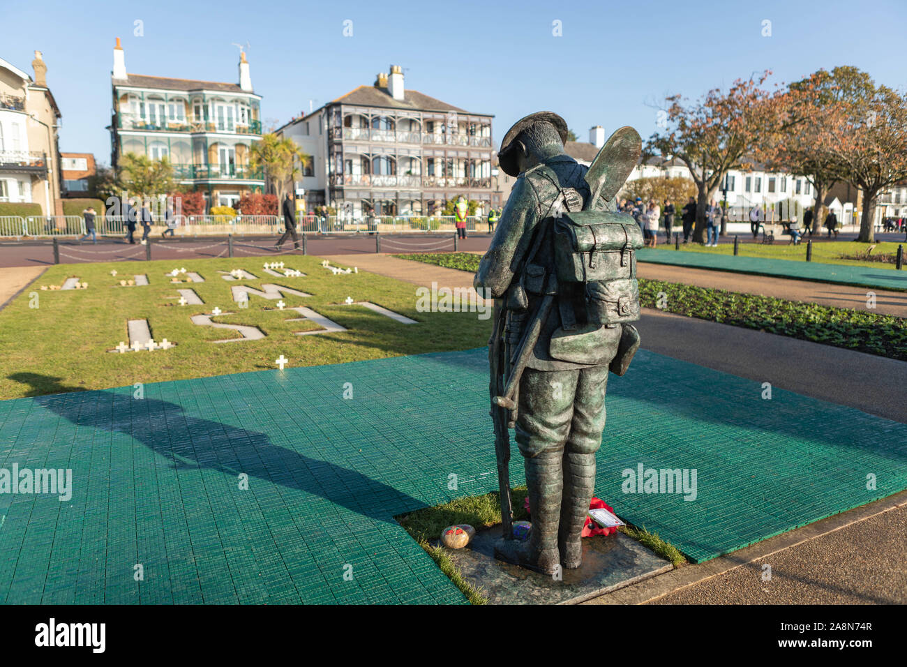 Southend on Sea, UK. 10th Nov, 2019. Remembrance Day Service at the Southend Cenotaph, Clifftown Parade, in front of the Lutyens designed war memorial. The service is attended by local dignitaries, including the Mayor Southend and both local MPs, Sir David Amess and James Dudderidge. Penelope Barritt/Alamy Live News Stock Photo