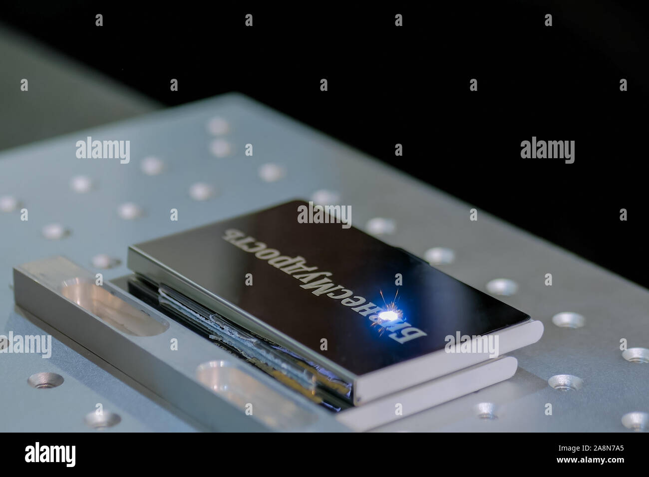 Fiber laser marking and engraving machine at exhibition, trade show