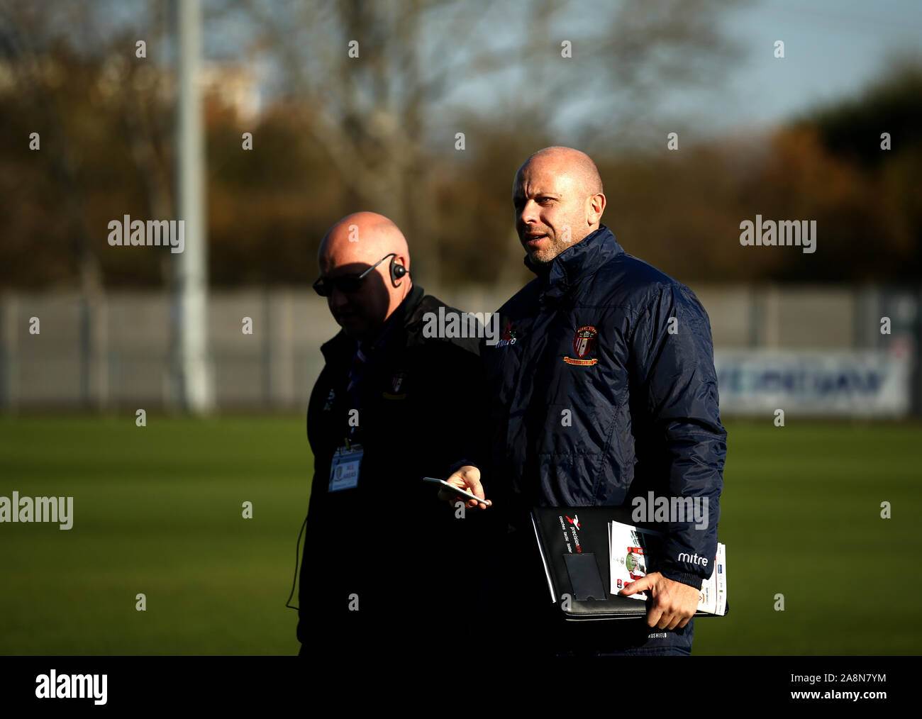 Hayes and Yeading manager Paul Hughes before the FA Cup First Round match at the SKYEx Community Stadium, London. Stock Photo