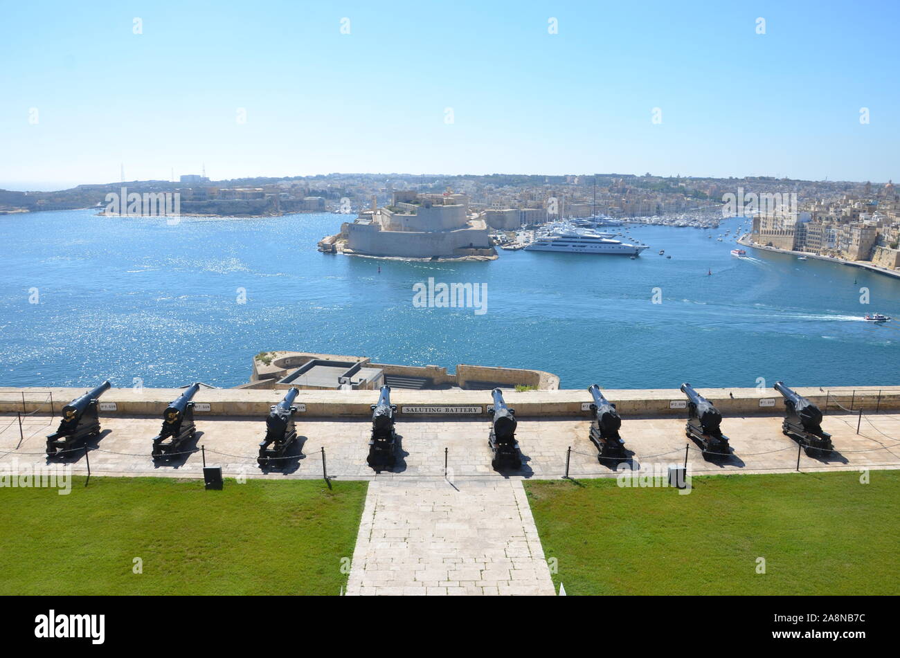 Saluting Battery, Upper Barrakka Gardens, Valletta Stock Photo