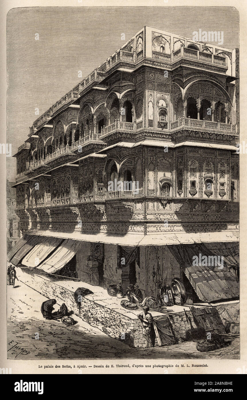Le palais des seth: au rez-de -chaussee ( rez de chaussee), un bazar; dans les etages, des appartements, ou est loge l'auteur lors de sa visite a Ajmi Stock Photo