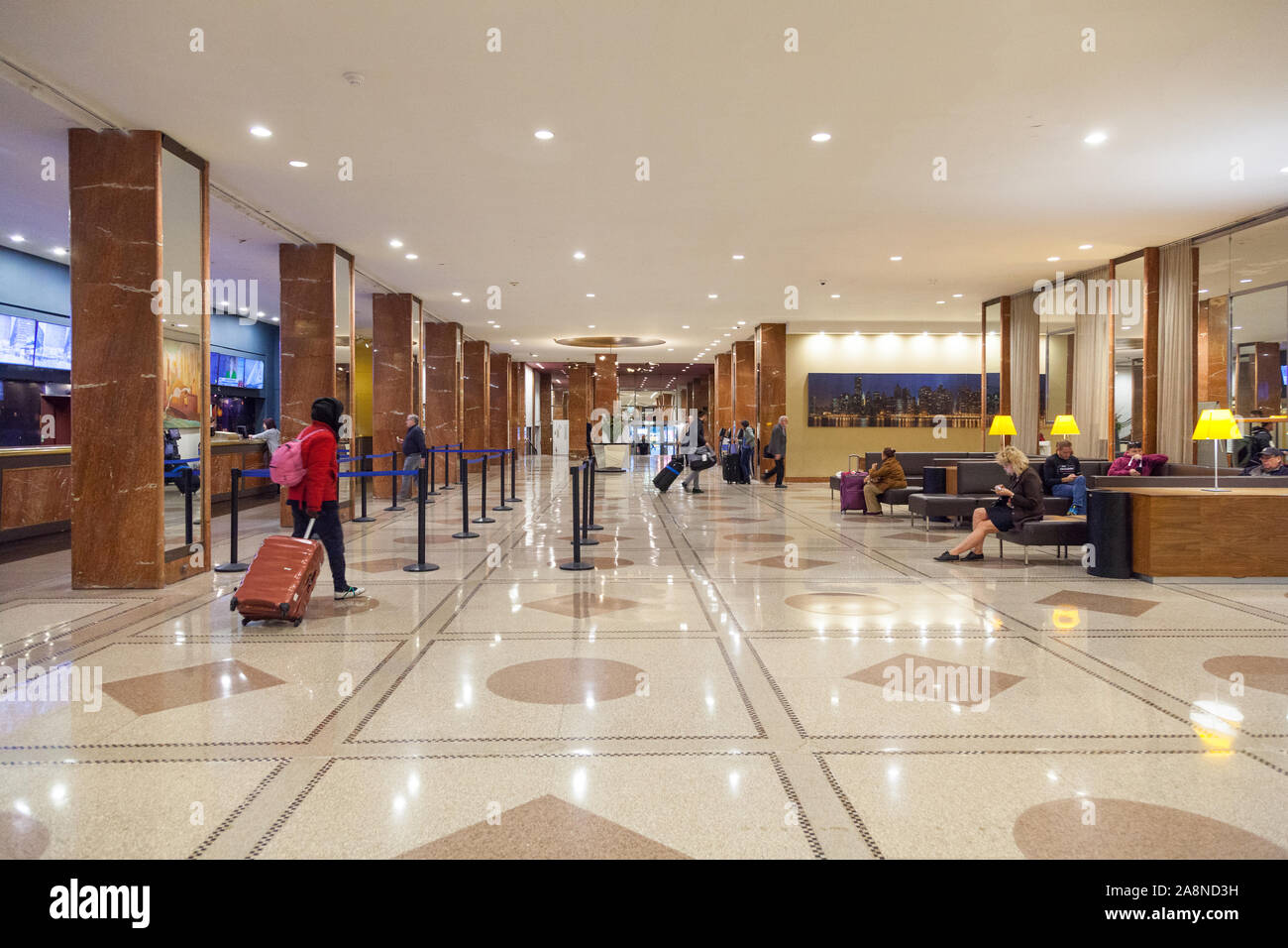 Reception lobby of the Hotel Pennsylvania , 7th Avenue, New York City, United States of America. Stock Photo