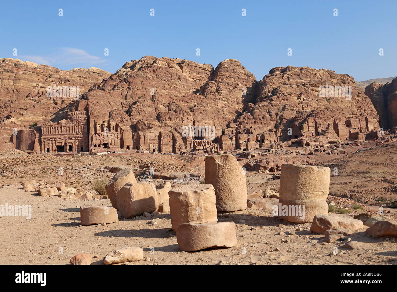 Royal Tombs and Jabal Al Khubtha, Petra, Wadi Musa, Ma'an Governorate, Jordan, Middle East Stock Photo