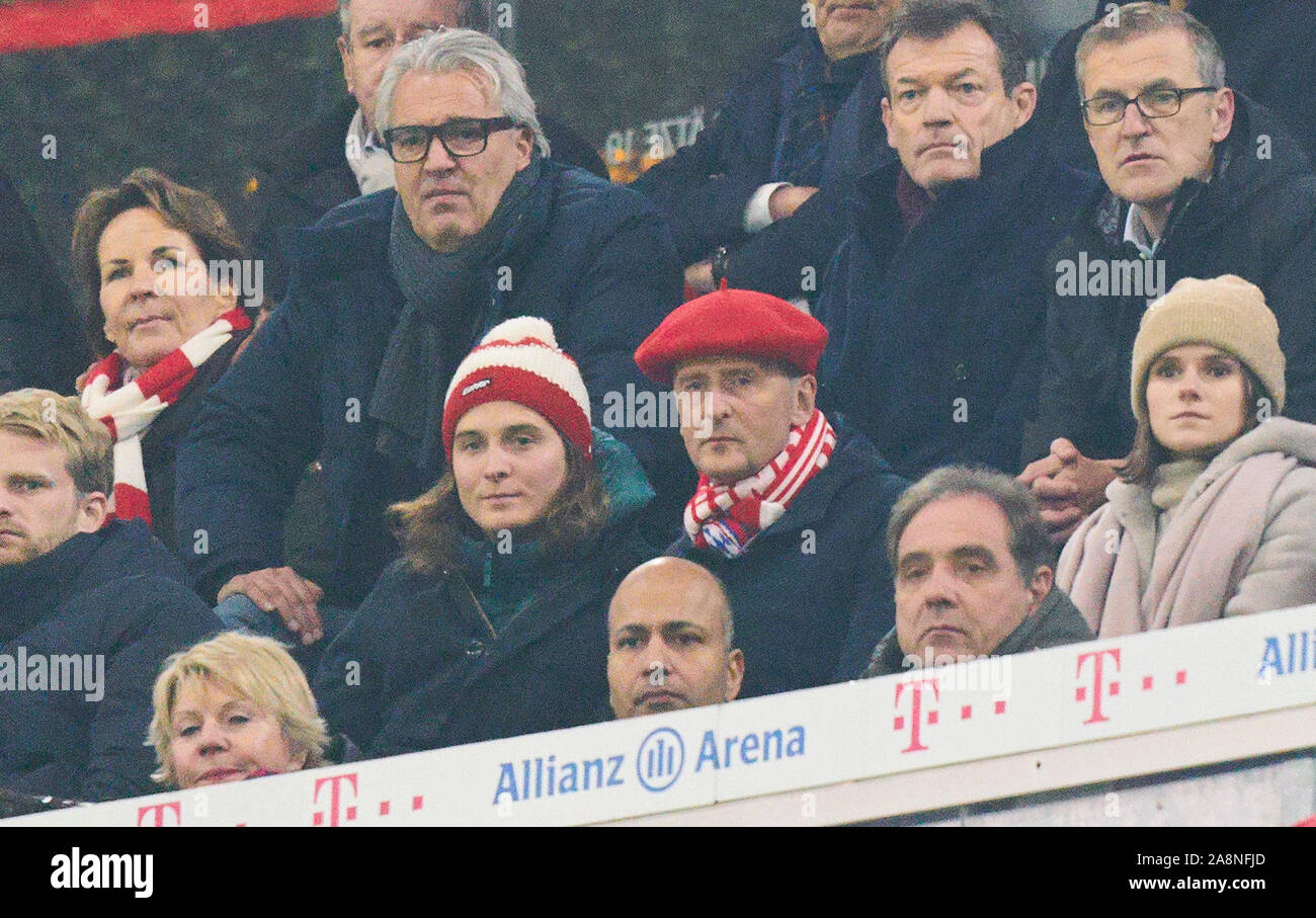 Munich, Germany. 09th Nov, 2019. Football FC Bayern Munich - Dortmund, Munich November 9, 2019. Herbert Diess, VW Manager, Chairman of the Board of Management of Volkswagen AG, Chairman of the Supervisory Board of Skoda and Audi and Member of the Supervisory Board of Infineon, Joerg WACKER, managing director international affairs, Andreas JUNG, Marketing director and board member  FCB Jan-Christian Dreesen ,  managing financial director FCB  FC BAYERN MUNICH - BORUSSIA DORTMUND 4-0  - DFL REGULATIONS PROHIBIT ANY USE OF PHOTOGRAPHS as IMAGE SEQUENCES and/or QUASI-VIDEO -  1. Credit: Peter Scha Stock Photo