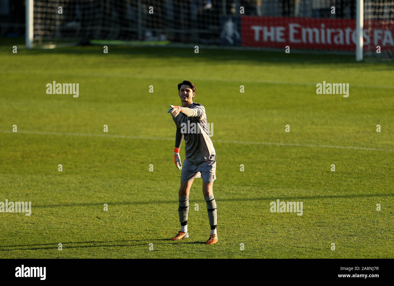 Hayes and Yeading goalkeeper Jack Smith during the FA Cup First Round match at the SKYEx Community Stadium, London. Stock Photo