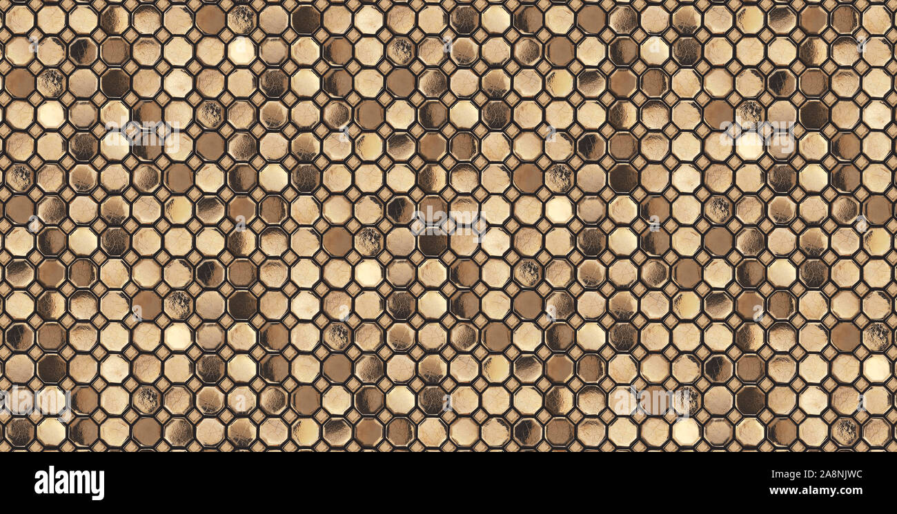Golden hexagonal background. 3d rendering Stock Photo