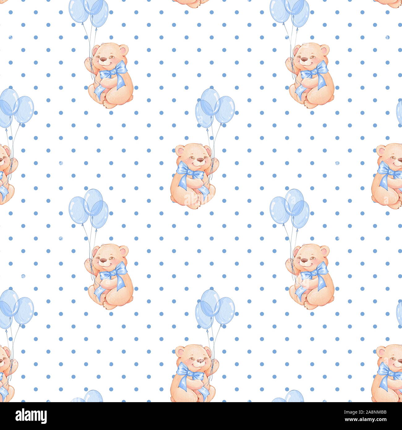 Seamless pattern with Teddy Bear Stock Photo - Alamy