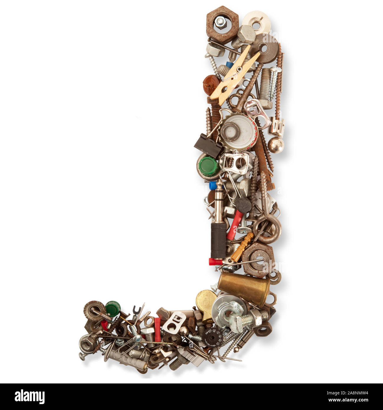 J isolated mechanical letter on white background Stock Photo - Alamy
