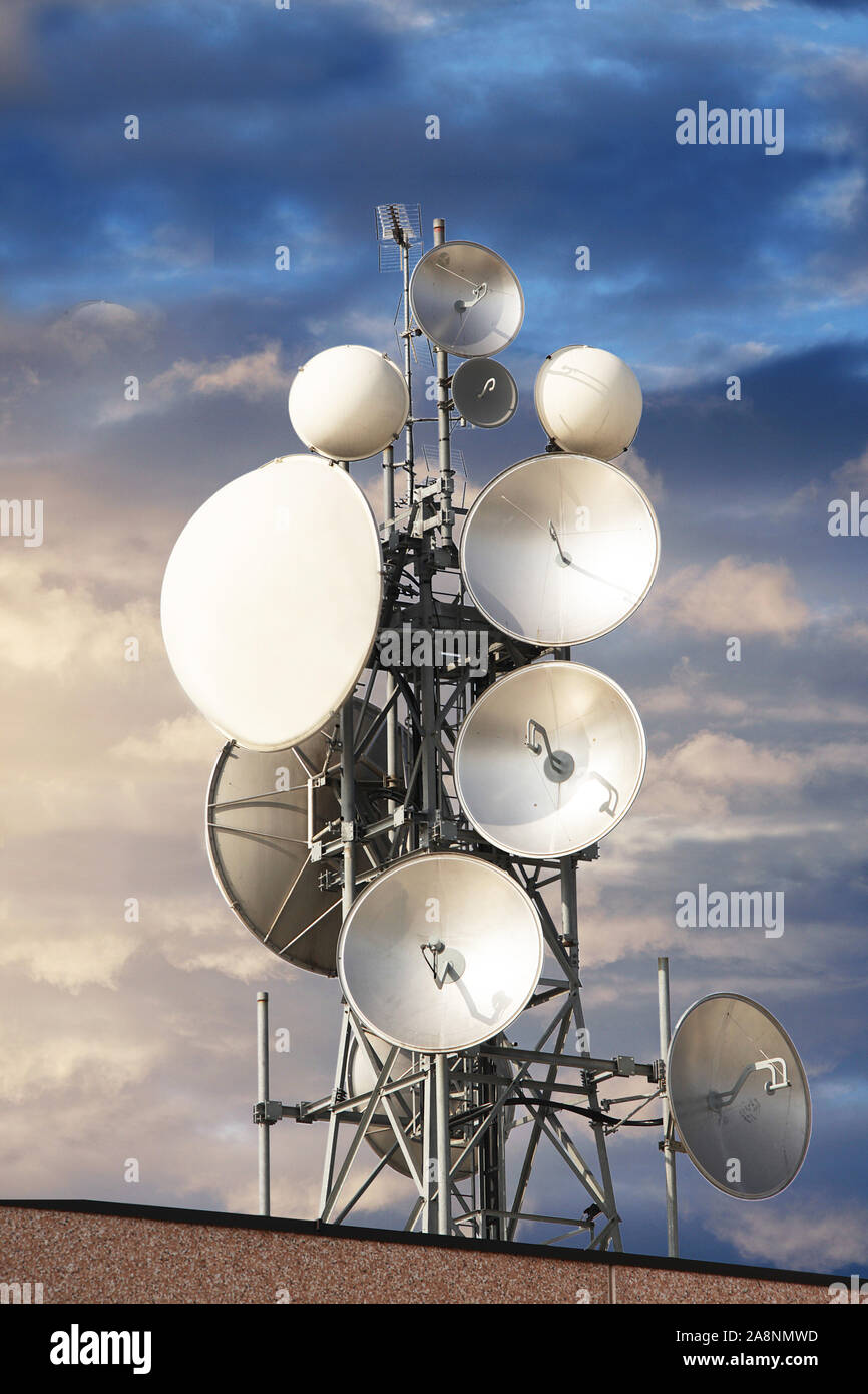 a Group of antennas for digital transmissions Stock Photo Alamy