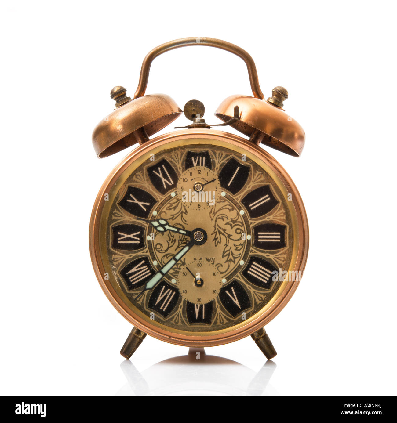 isolated alarm clock on white background Stock Photo - Alamy