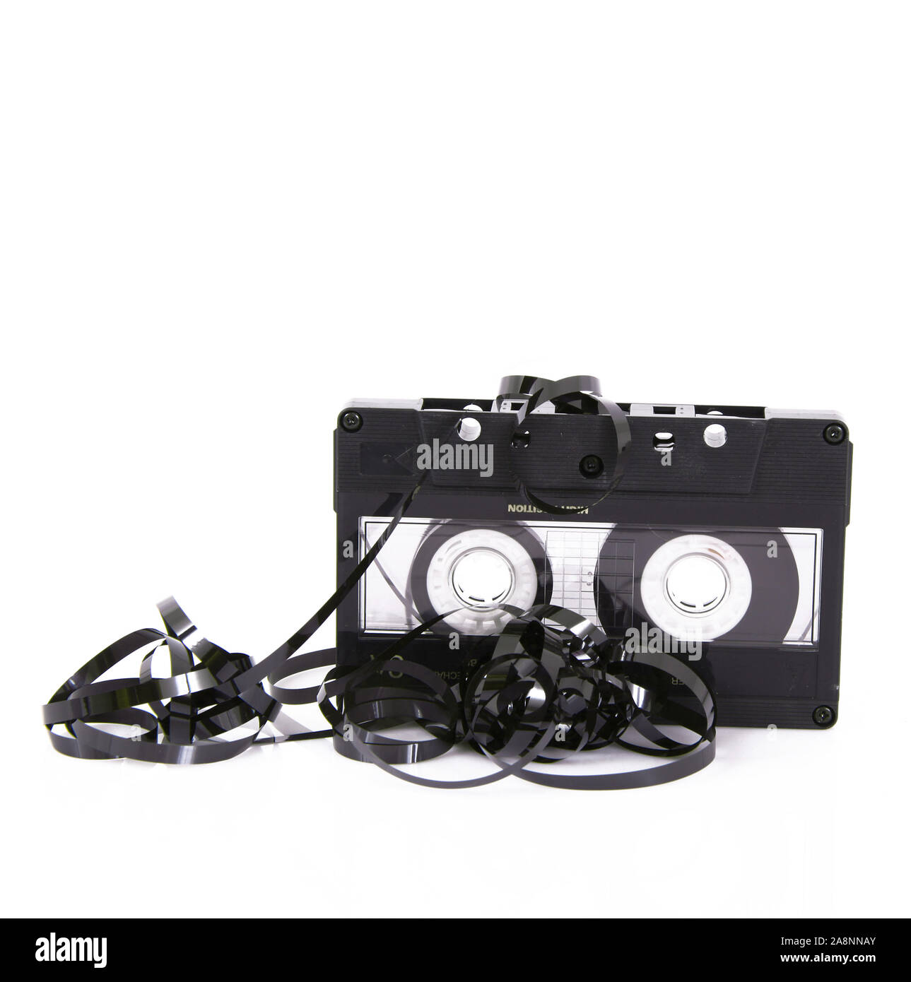 old audio cassette tape on white background Stock Photo - Alamy