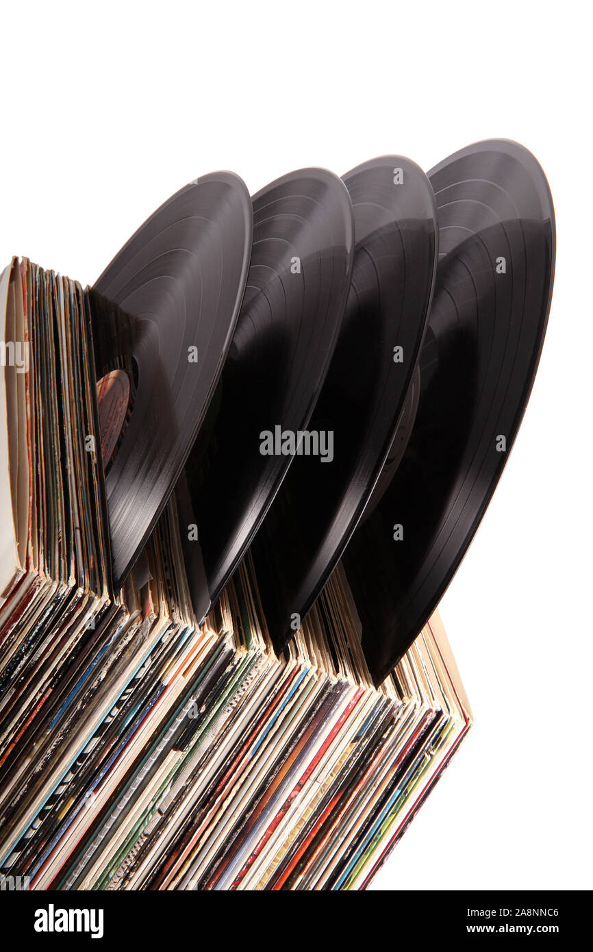 old vinyl on white background Stock Photo - Alamy
