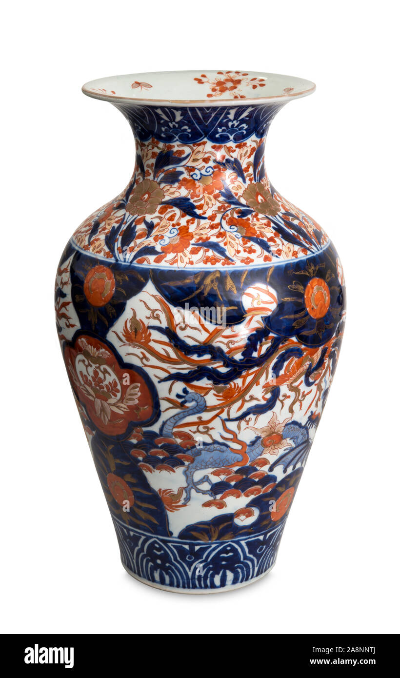 beautiful Chinese vase on white background Stock Photo