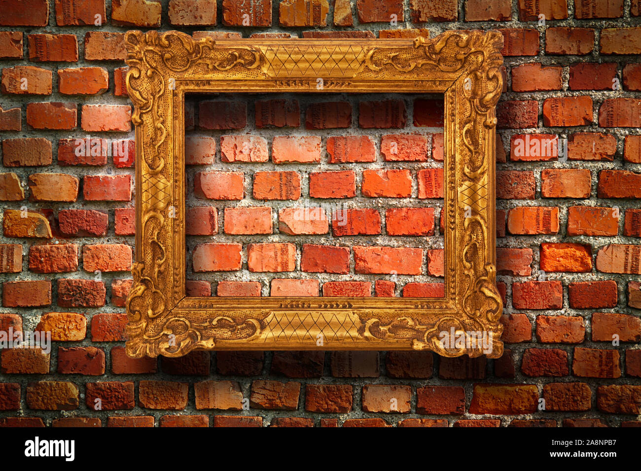 Old frame hanging on the wall Stock Photo - Alamy