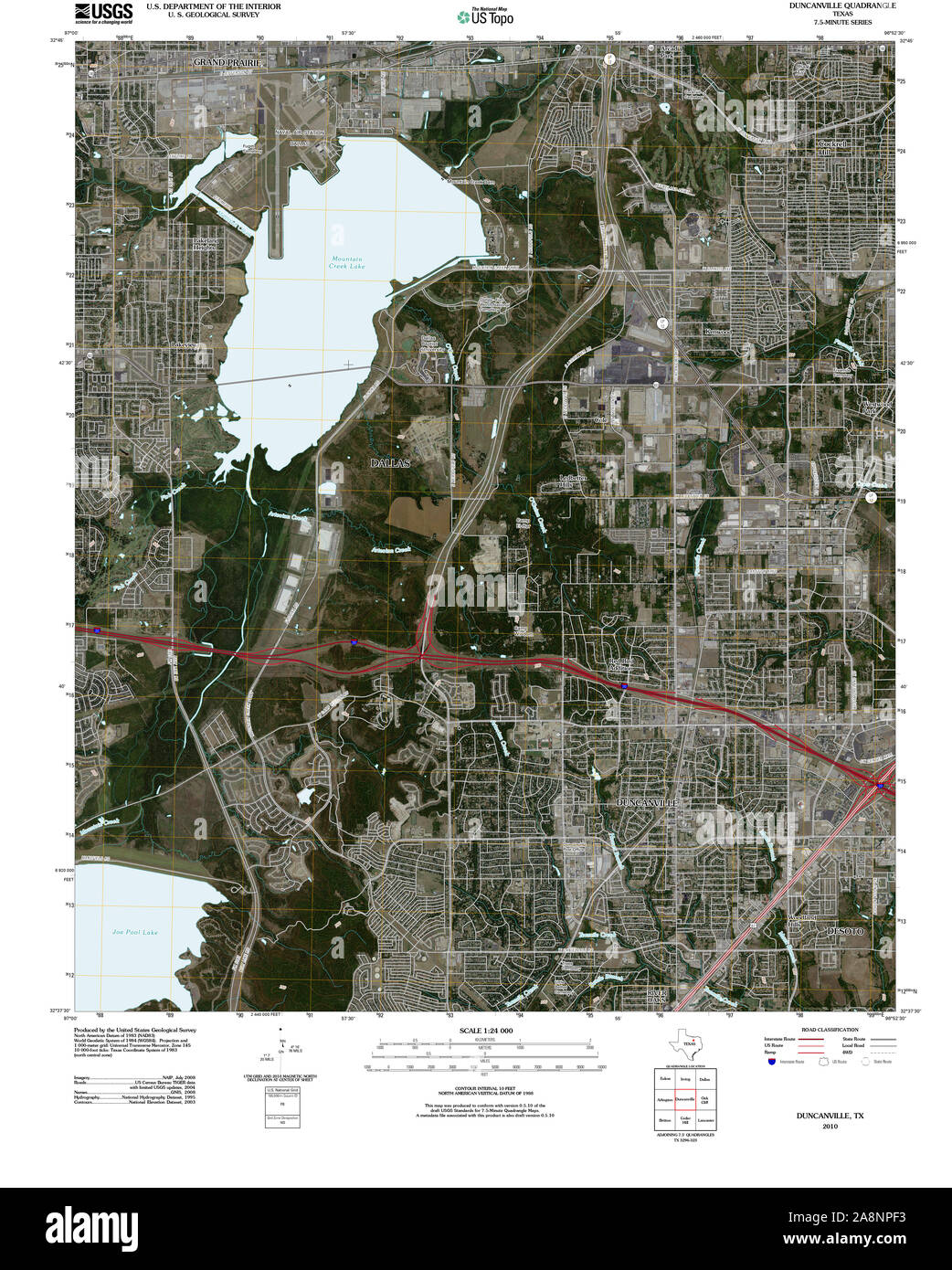USGS TOPO Map Texas TX Duncanville 20100528 TM Restoration Stock Photo