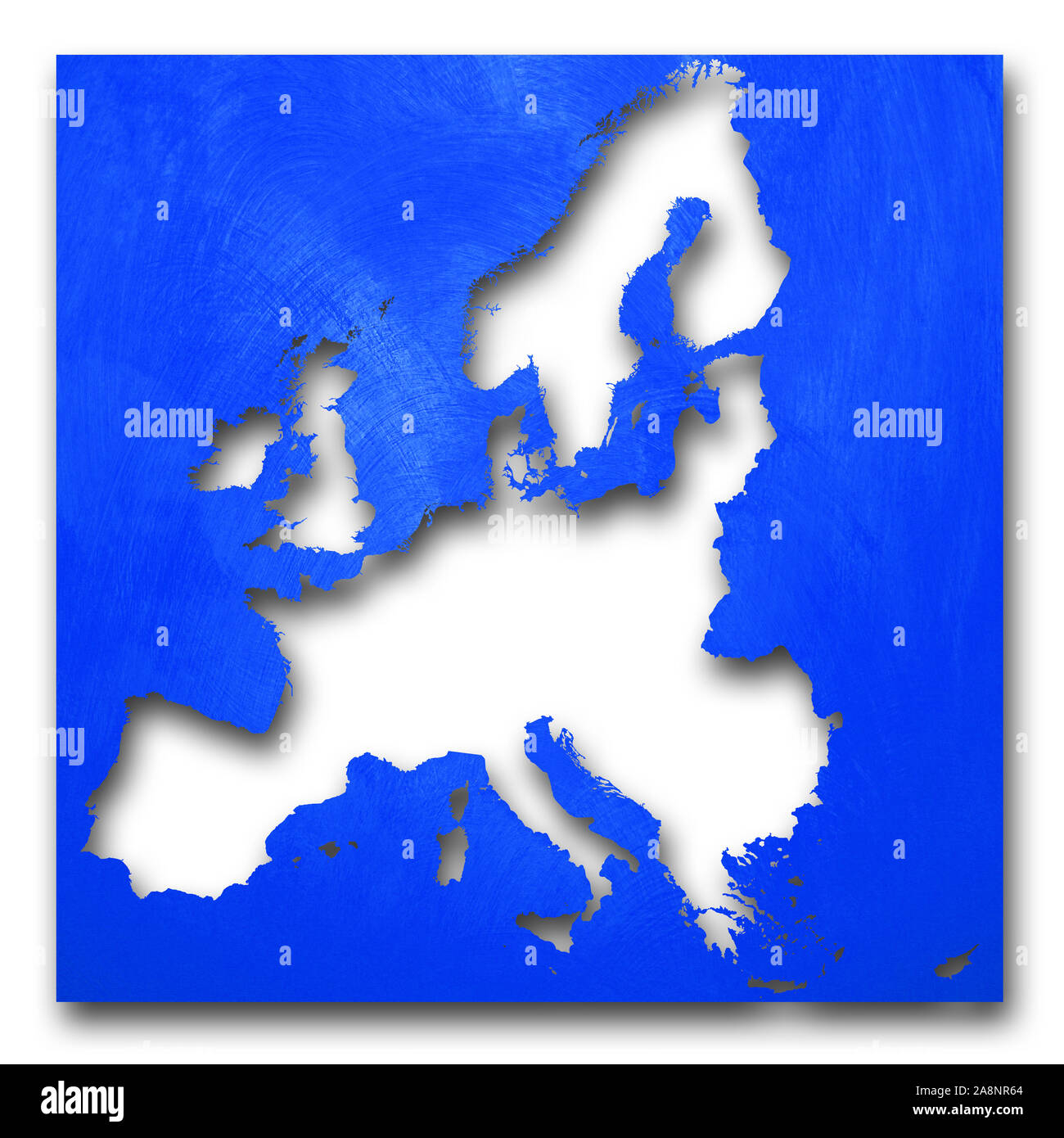European white map on blue background Stock Photo