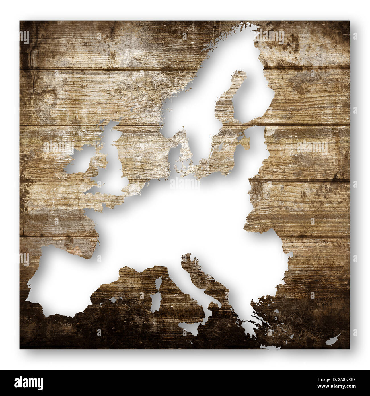 European map on wooden background Stock Photo